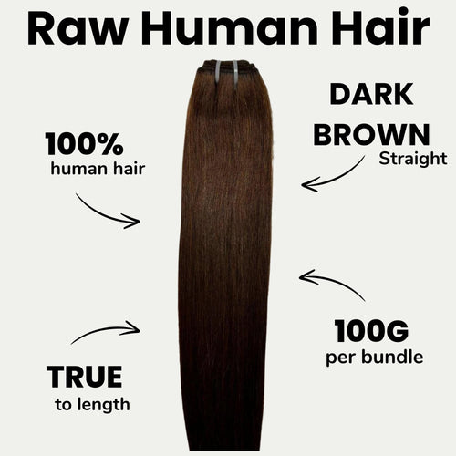 Cocoa Gloss — Raw Dark Brown Straight Bundles