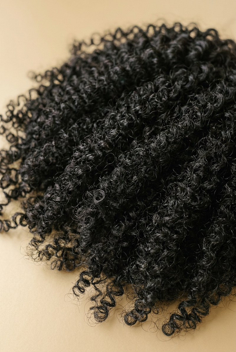 Kinky curly hair on champagne gold